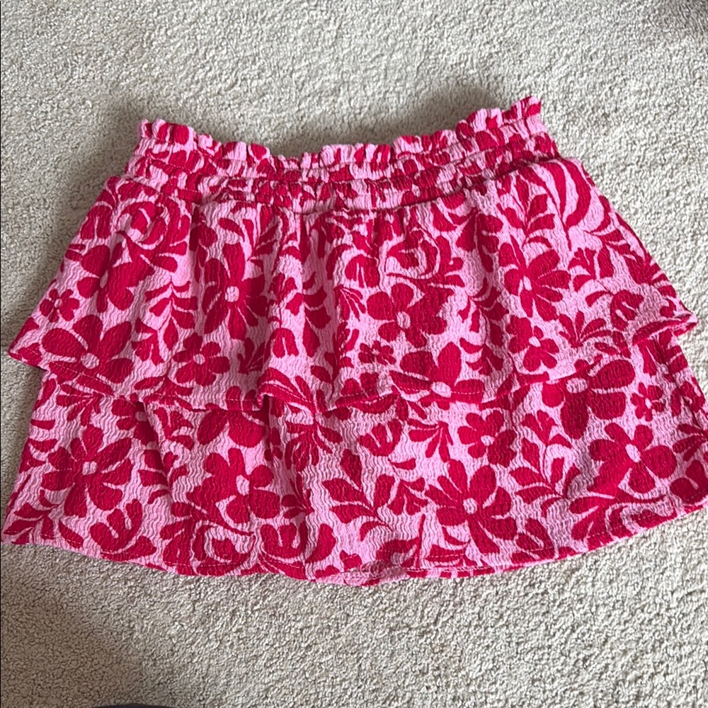 Old Navy Pink Floral Ruffled Mini Skirt - Picture 1 of 1